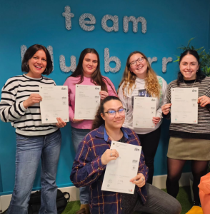 A group of Blueberry Marketing Solutions team members who achieved their ILM Level 3 in Leadership & Management through Leeds Beckett University’s #WECAN programme.